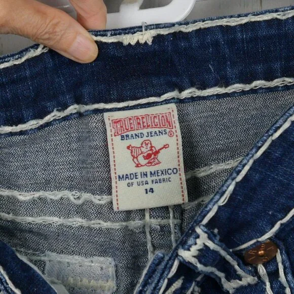 True Religion Girl’s Jeans Size 14 White Stitching - Picture 3 of 5